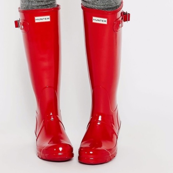 Hunter Shoes - Red HUNTER Tall Glossy Rain Boots